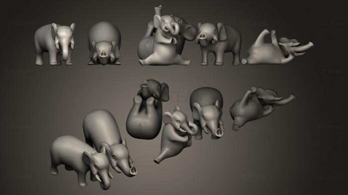 3D model elephants playing (STL)